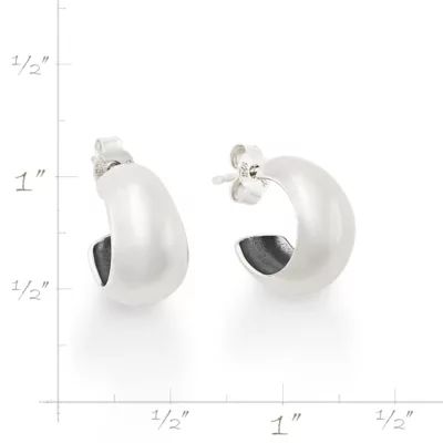 Domed Hoop Earrings in Sterling Silver - Image 5