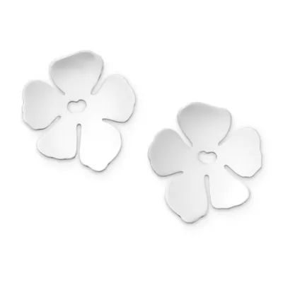 Floral Silhouette Earrings in Sterling Silver