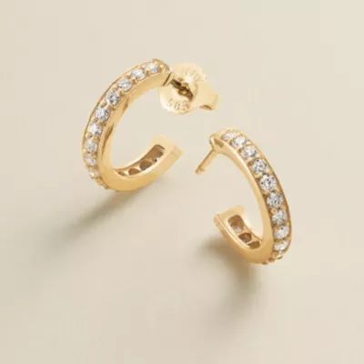 Delicate Pave Diamond Hoop Earrings in 14K Yellow Gold - Image 2