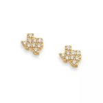 Delicate Pave Diamond Texas Stud Earrings in 14K Yellow Gold