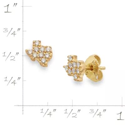 Delicate Pave Diamond Texas Stud Earrings in 14K Yellow Gold - Image 9