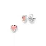 Enamel Connected Hearts Studs in Sterling Silver