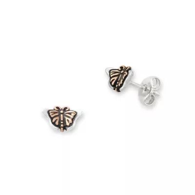 Monarch Butterfly Studs in Sterling Silver and Bronze