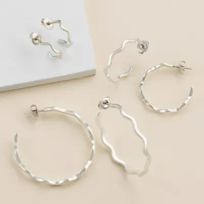 Squiggle Hoop Earrings in Sterling Silver - Image 3
