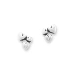Gathered Heart Studs in Sterling Silver