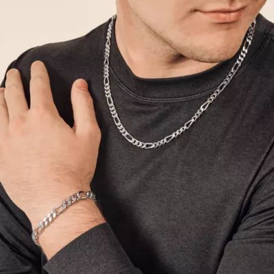 Extra Heavy Figaro Chain in Sterling Silver - Image 4