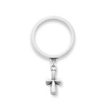 St. Teresa Cross Charm Dangle Ring in 14K Yellow Gold