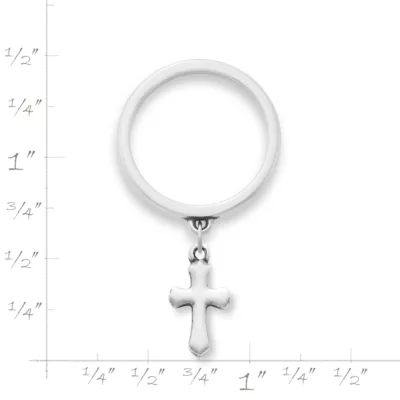 Flared Cross Charm Dangle Ring in 14K Yellow Gold - Image 2