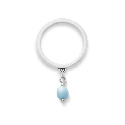 Glass Enhancer Bead Dangle Ring in Sterling Silver