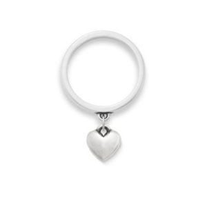 Mini Heart Charm Dangle Ring in 14K Yellow Gold