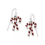 Enamel Candy Cane Earrings in Sterling Silver