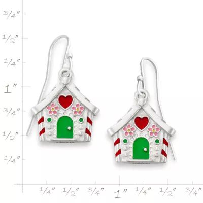 Enamel Gingerbread House Earrings in Sterling Silver - Image 3
