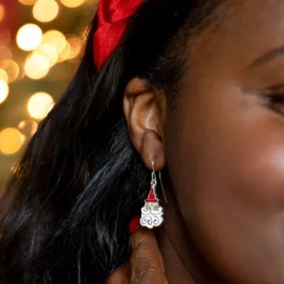 Enamel Santa Earrings in Sterling Silver - Image 2