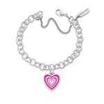 Enamel Radiant Heart Charm Bracelet in Sterling Silver