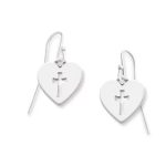 Crosslet Heart Dangle Earrings in Sterling Silver