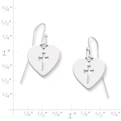 Crosslet Heart Dangle Earrings in Sterling Silver - Image 2