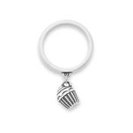 Mini Cupcake Charm Dangle Ring in Sterling Silver