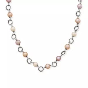 Twisted Wire Link Gemstone Necklace in Sterling Silver