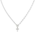 Paired Chains Cross Necklace in Sterling Silver