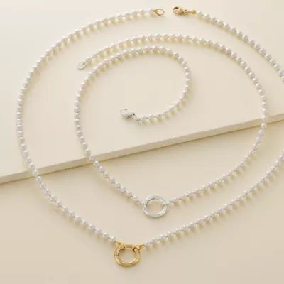 Cultured Pearl Changeable Charm Necklace in 14K Yellow Gold - Image 4