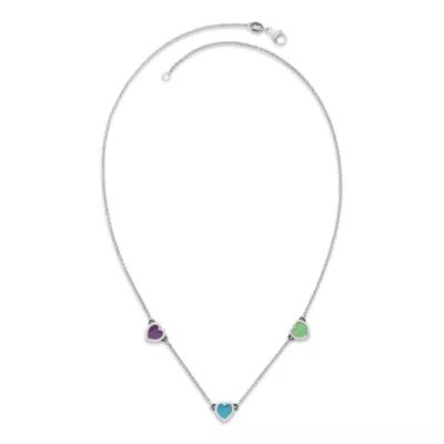 Enamel Connected Hearts Necklace in Sterling Silver - Image 2