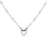 Delicate Heart Beaded Necklace in Sterling Silver