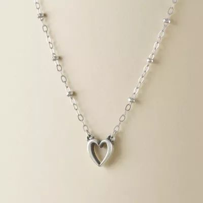 Delicate Heart Beaded Necklace in Sterling Silver - Image 3