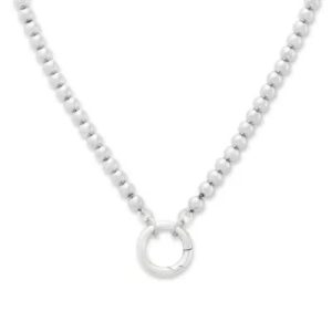 Beaded Chain Changeable Charm Necklace in Sterling Silver
