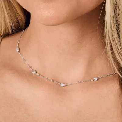 Delicate Hearts Station Necklace in Sterling Silver - Image 4