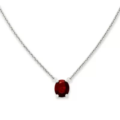 Oval Gemstone Necklace in Sterling Silver