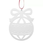 Christmas Bauble and Bow Ornament in Sterling Silver