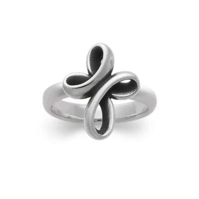 Eternal Ribbon Cross Ring in Sterling Silver