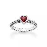 Gemstone Heart Twisted Wire Ring in Sterling Silver