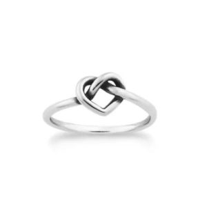 Delicate Heart Knot Ring in Sterling Silver or 14K Yellow Gold