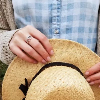 Two Hearts Together Ring in Sterling Silver or 14K Yellow Gold - Image 4