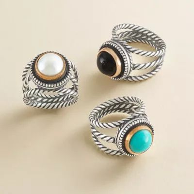 Marjan Gemstone Ring in Sterling Silver and Bronze - Image 3