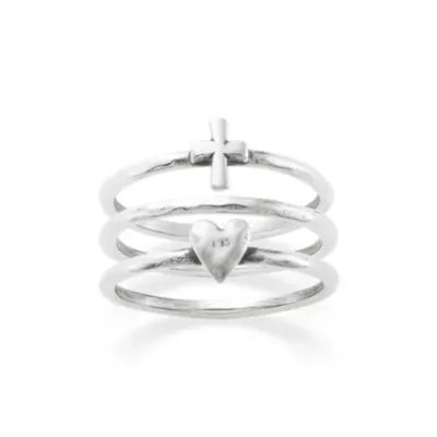 Faith and Love Ring Set in Sterling Silver