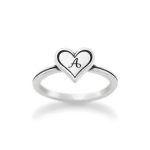 Delicate Heart Initial Ring in Sterling Silver