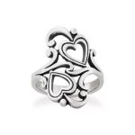 Swirls and Scrolls Hearts Ring in Sterling Silver