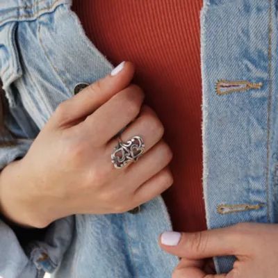 Swirls and Scrolls Hearts Ring in Sterling Silver - Image 3