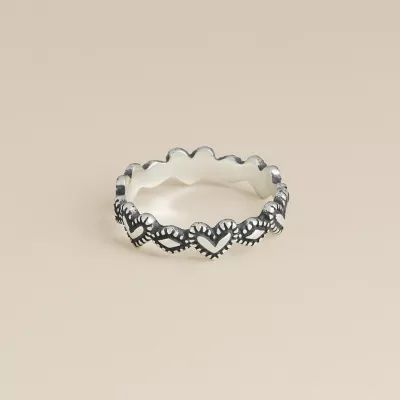 Hearts and Beads Ring in Sterling Silver - Image 2