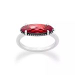 Beaded Horizon Gemstone Ring in Sterling Silver