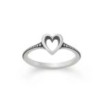 Delicate Heart Beaded Ring in Sterling Silver