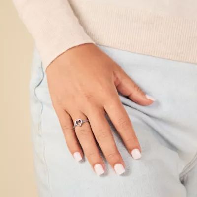 Delicate Heart Beaded Ring in Sterling Silver - Image 4