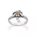 Tropical Palm Tree Ring in Sterling Silver and Bronze