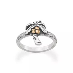 Tropical Palm Tree Ring in Sterling Silver and Bronze