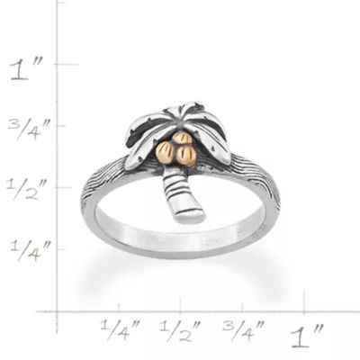 Tropical Palm Tree Ring in Sterling Silver and Bronze - Image 4
