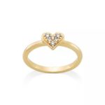 Delicate Pave Diamond Heart Ring in 14K Yellow Gold