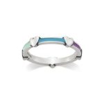 Enamel Band with Hearts Ring in Sterling Silver