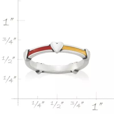 Enamel Band with Hearts Ring in Sterling Silver - Image 9